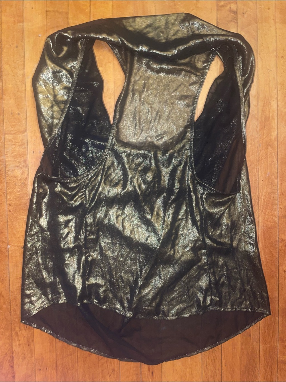 MCM Metallic Bronze Sheer Racer Back Halter Flowy Tank Top - Picture 2 of 6